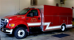 Photo of apparatus designated to transport additional supply hoses 