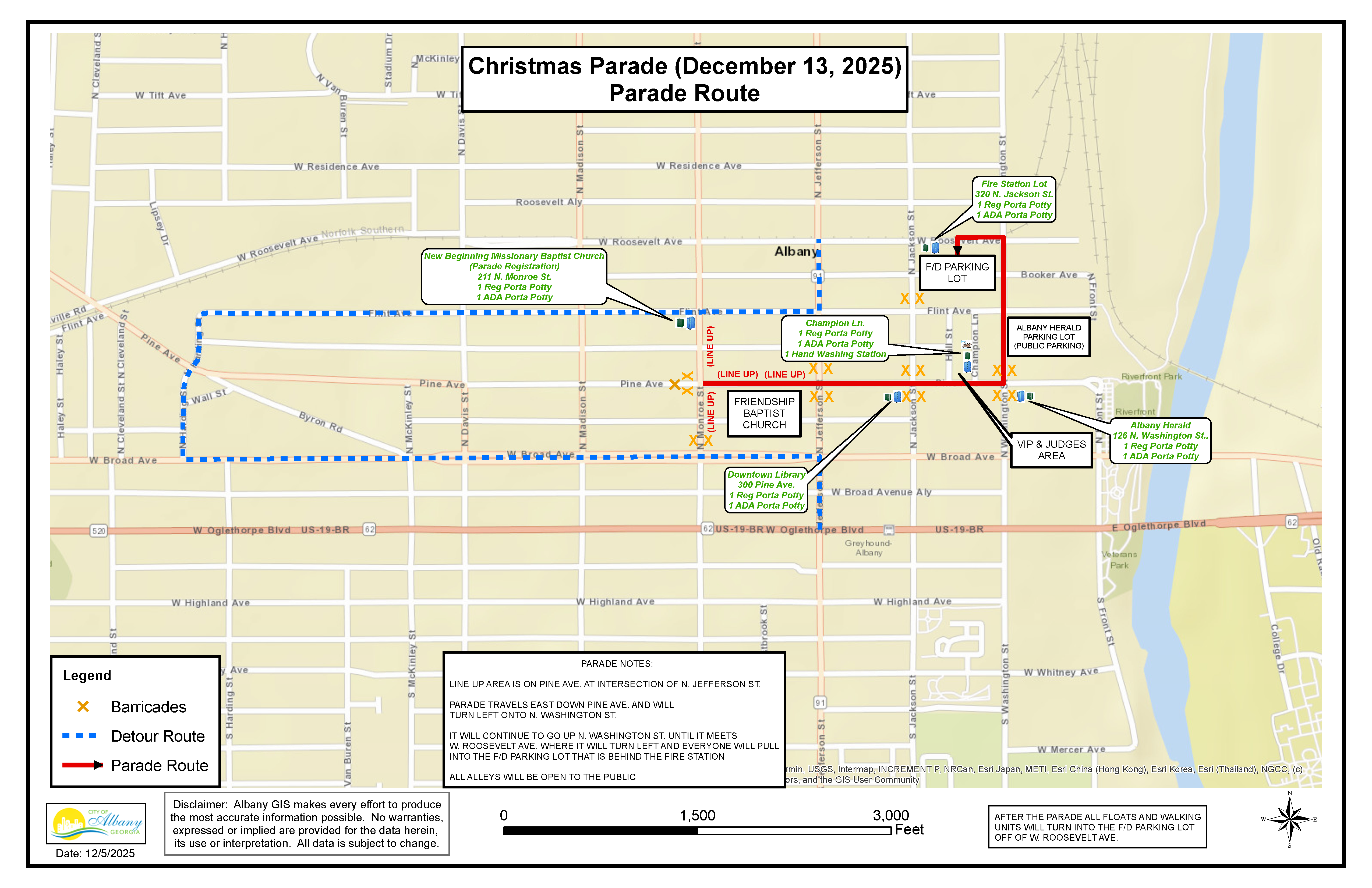 2025 Christmas Parade Route & Road Closures
