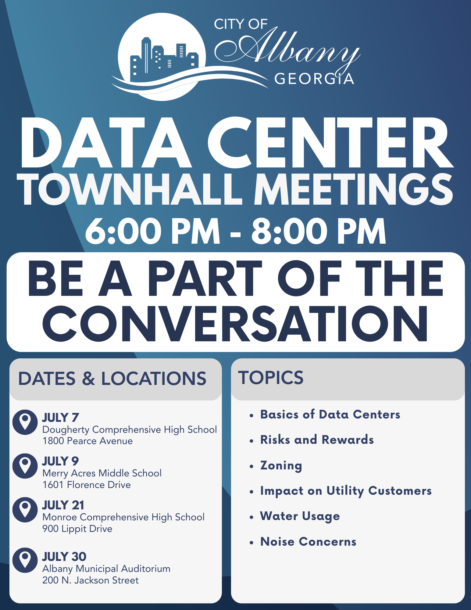 Data Center Tow Hall Meetings Flyer