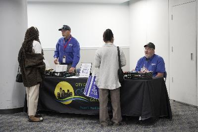 Students dressed professionally, searching for employment at the Albany Internship Job Fair